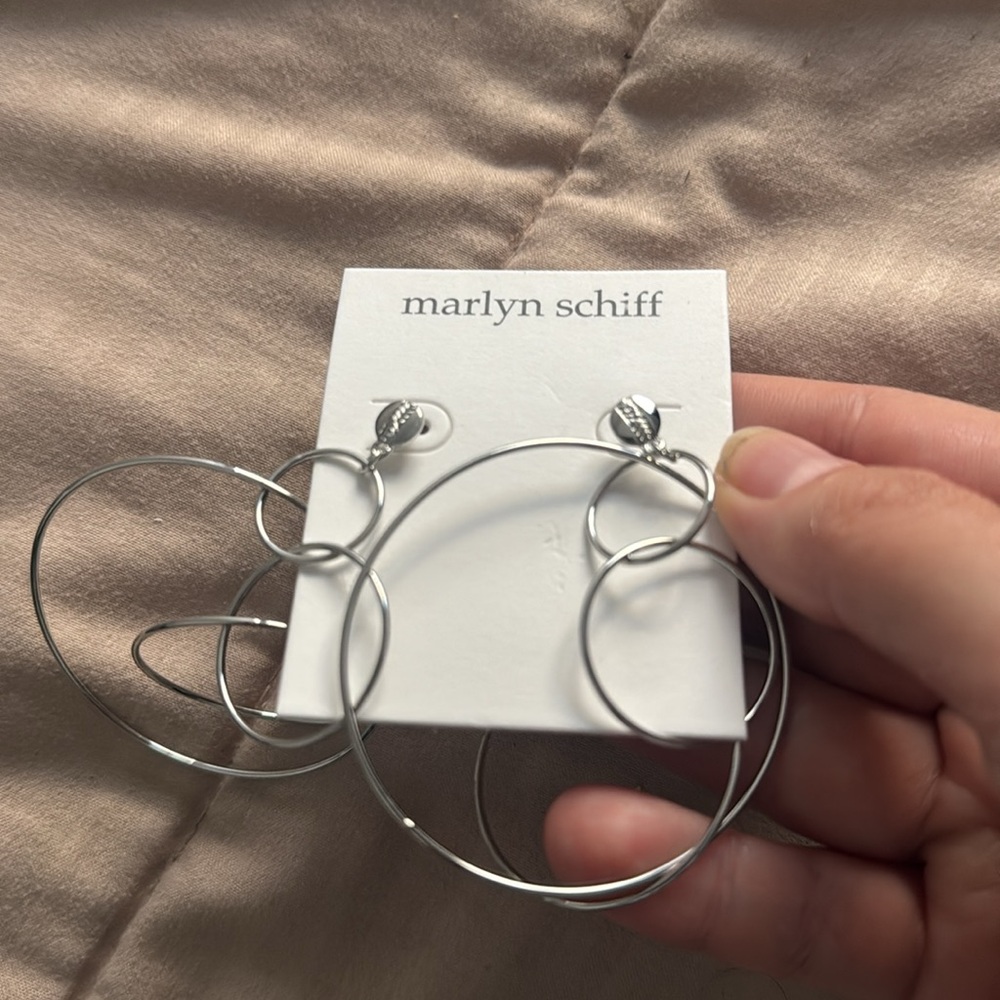 Marlyn Schiff Large Silver Statement Earrings Sil… - image 3